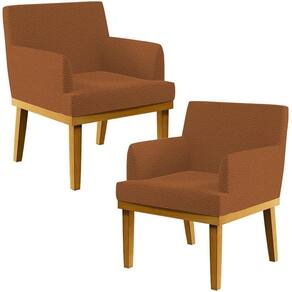 Kit 02 Poltronas Decorativa Para Sala De Estar E Recepção Beatriz W01 Bouclê Terracota