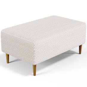 Puff Decorativo Para Sala De Estar Cléo Pés Palito 90 Cm W01 Bouclê Cru - Lyam