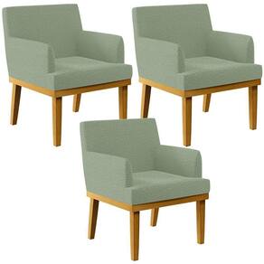 Kit 03 Poltronas Decorativa Para Sala De Estar E Recepção Beatriz W01 Bouclê Oliva