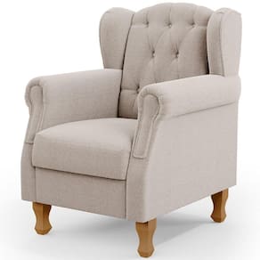 Poltrona Decorativa Para Sala De Estar Yara P02 Bouclê Creme - Lyam Decor