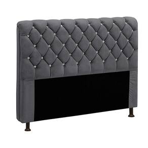Cabeceira Fernanda 1,40 Para Cama Box Casal - Veludo Chumbo