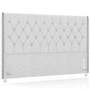 Cabeceira Cama Box Casal 140cm Estofada Frizza P05 Linho Cinza Claro