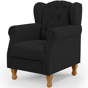 Poltrona Decorativa Para Sala De Estar Yara P02 Bouclê Preto - Lyam Decor