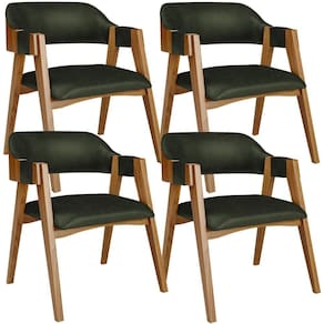 Kit 04 Cadeiras Para Sala De Jantar E Estar Living Estofada Suran L02 Couríssimo Verde Musgo - Lyam