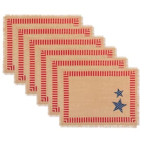Conjunto de tapetes de mesa DII, 4 de julho, coleção de mesa, juta, 6 peças