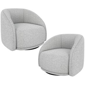 Kit 02 Poltronas Decorativa Giratória Angelina M03 Linho Cinza Claro