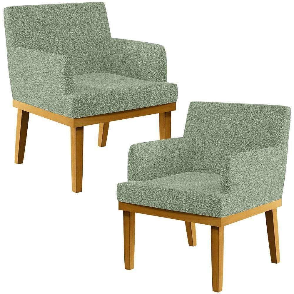 Kit 02 Poltronas Decorativa Para Sala De Estar E Recepção Beatriz W01 Bouclê Oliva