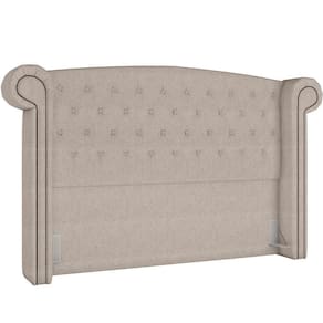 Cabeceira Cama Box King Com Tachas 195 Cm Sofia P05 Linho Cru