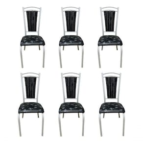 Kit 6 Cadeiras Cozinha Aço Tubolar Confortável Jantar Preto e Branco