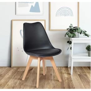 Cadeira Leda Preta - Charles Eames Wood Com Almofada