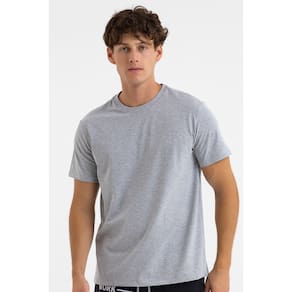 Camiseta Masculina Manga Curta Básica Premium Lisa Mescla Cinza