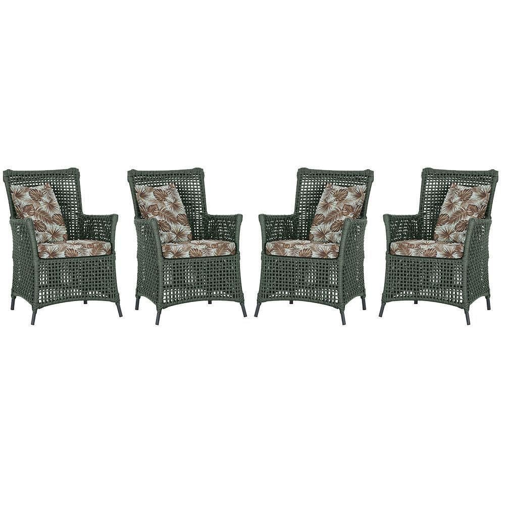 4 Poltronas Igapó Alumínio Micro Pintura Preta Corda Náutica Verde