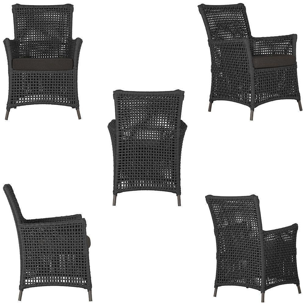 4 Poltronas E 1 Mesa Igapó Alumínio Marrom Corda Náutica E9 Preto