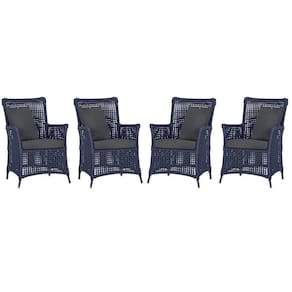 4 Poltronas Igapó Alumínio Pintura Preta Corda Náutica E11 Azul