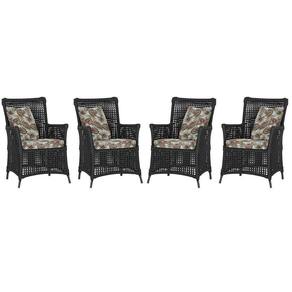 4 Poltronas Igapó Alumínio Pintura Marrom Corda Náutica E6 Preto