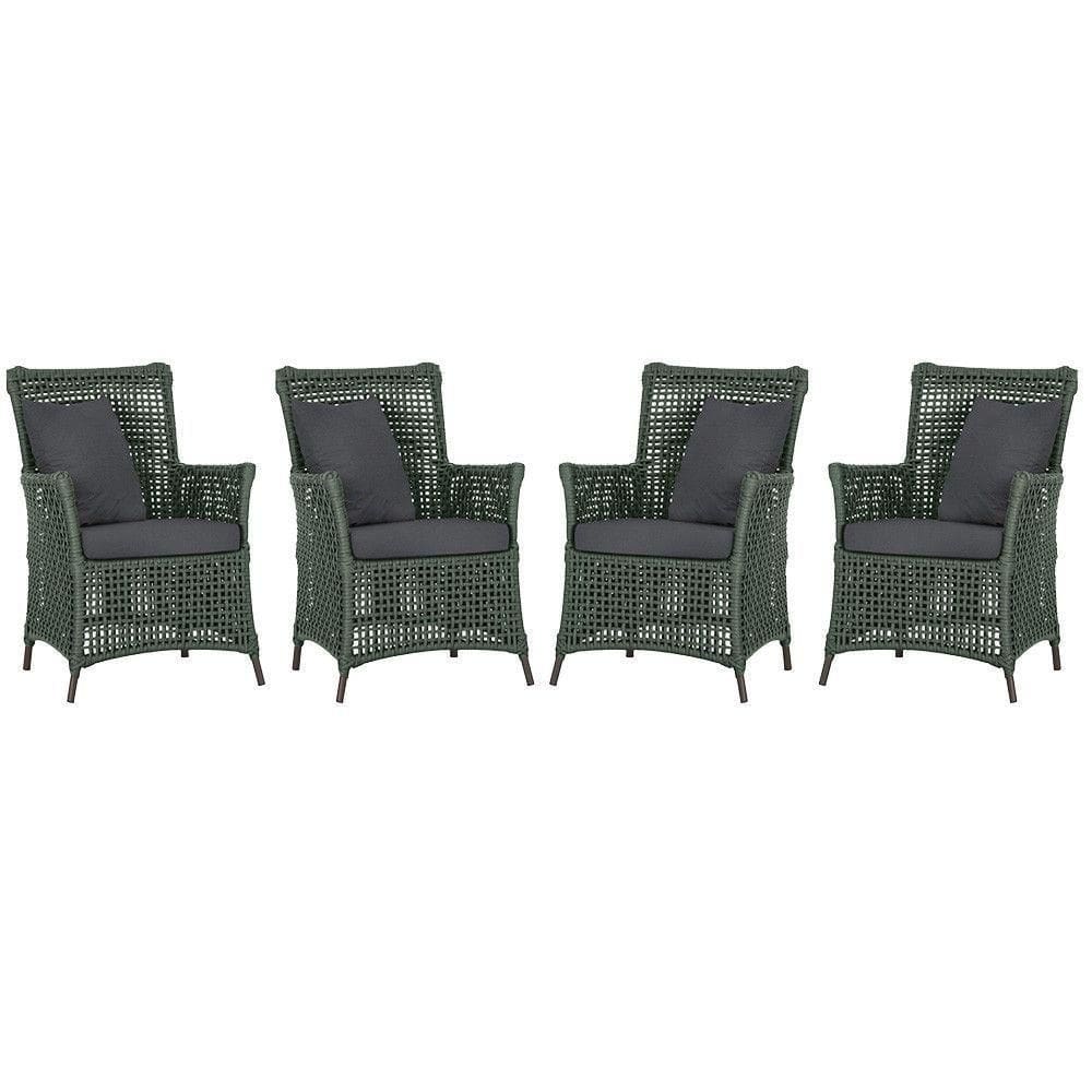 4 Poltronas Igapó Alumínio Pintura Marrom Corda Náutica E11 Verde