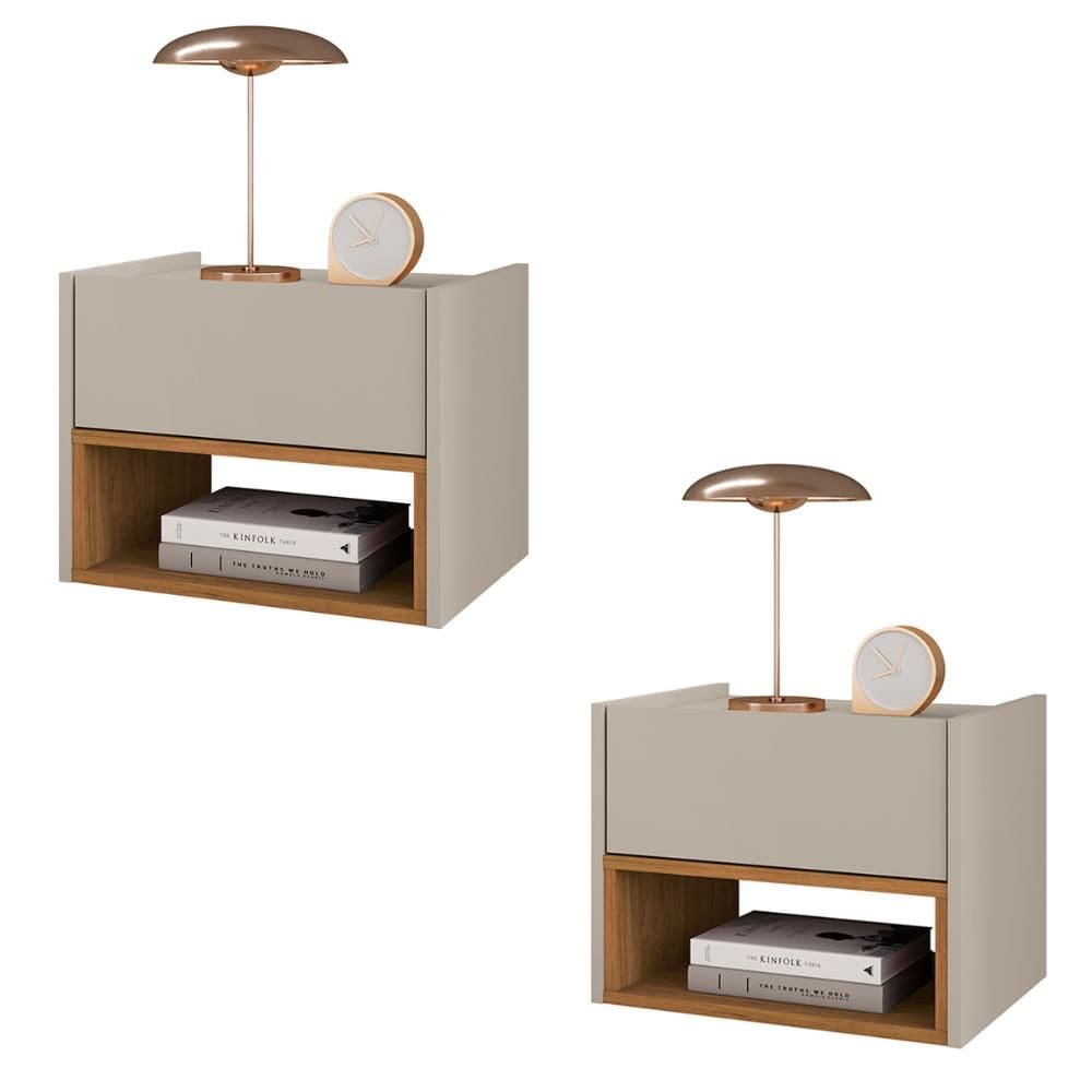 Conjunto de Mesa Cabeceira Quarto Florença Suspensa 1 Gaveta