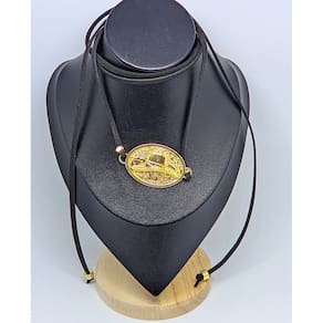 Colar gravata longo couro carmuça gargantilha com Pingente Medalha country chapéu cavalo Folheado ouro acessórios Festa