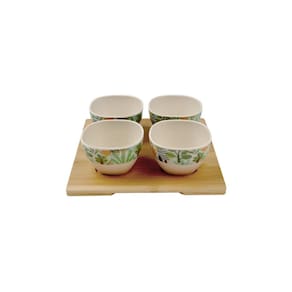 Tigelas Bowl Petisqueira Eco Bandeja Bambu Melamina Kit 5un