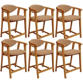 Kit 06 Banquetas Baixa Para Cozinha Sala Jantar Bancada Cecília L02 Bouclê Mostarda - Lyam Decor