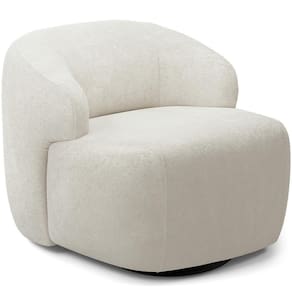 Poltrona Decorativa Orgânica Giratória Living Barolo L06 Bouclê Off White