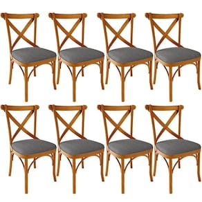 Kit 08 Cadeiras Para Sala De Jantar E Estar Living Estofada ávila L02 Linho Cinza Escuro - Lyam