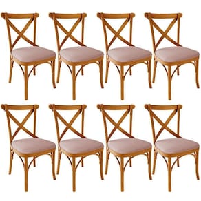 Kit 08 Cadeiras Para Sala De Jantar E Estar Living Estofada ávila L02 Linho Rosê - Lyam