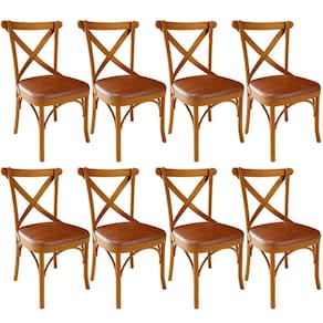 Kit 08 Cadeiras Para Sala De Jantar E Estar Living Estofada ávila L02 Couríssimo Camel - Lyam