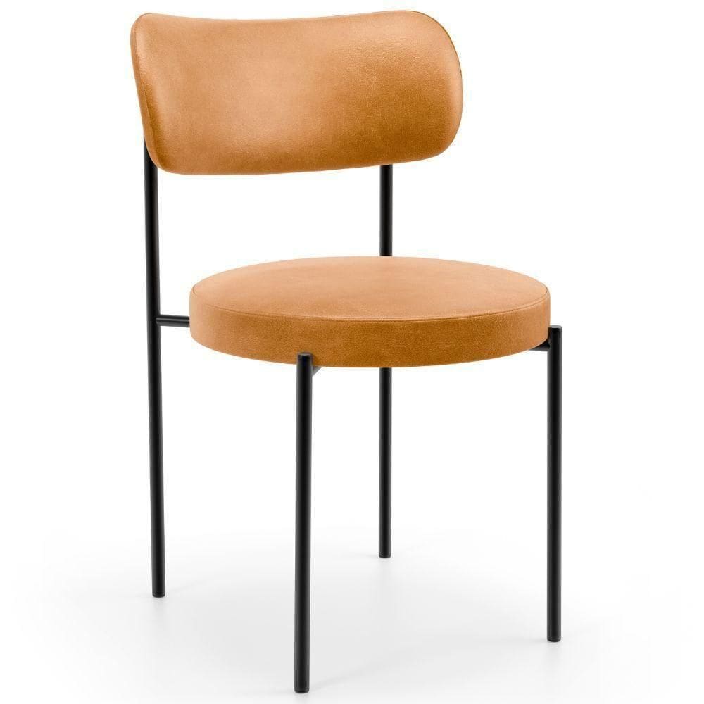 Cadeira Decorativa Estofada Para Sala De Jantar Louise L02 Couríssimo Whisky - Lyam Decor