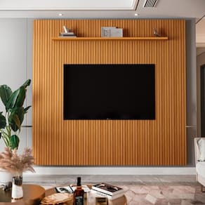 Painel Ripado 3d Para Tv Até 75 Polegadas Print 225cm Cor:cedro Cedro