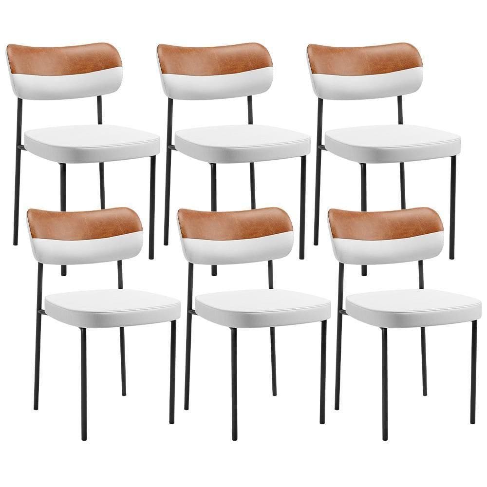 Kit 06 Cadeiras Decorativa Para Sala De Jantar Melina L02 Faixa Couríssimo Camel Facto Branco - Lyam Decor