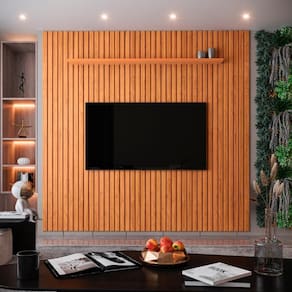 Painel Ripado Para Tv Até 75 Polegadas Intense 225cm Cor:cedro Cedro