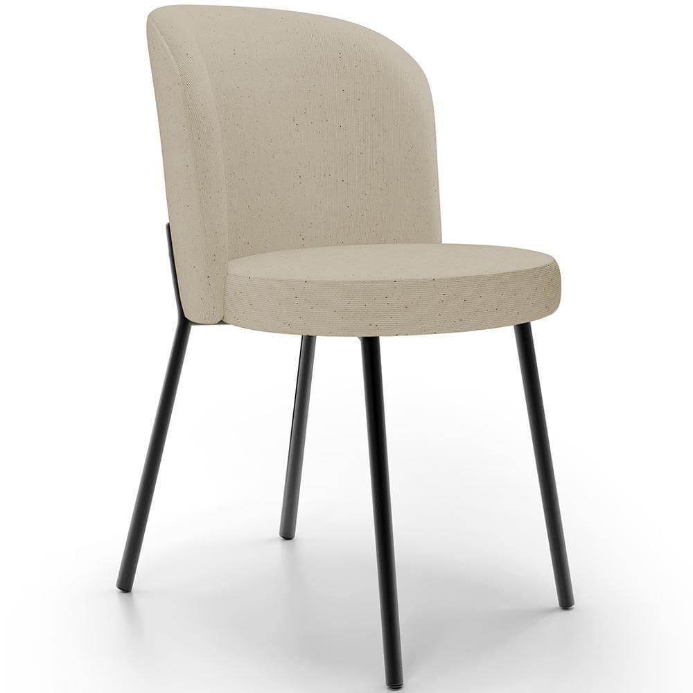 Cadeira Para Sala De Jantar Cozinha Estofada Gavi L02 Linho Bege Escuro Lyam Decor