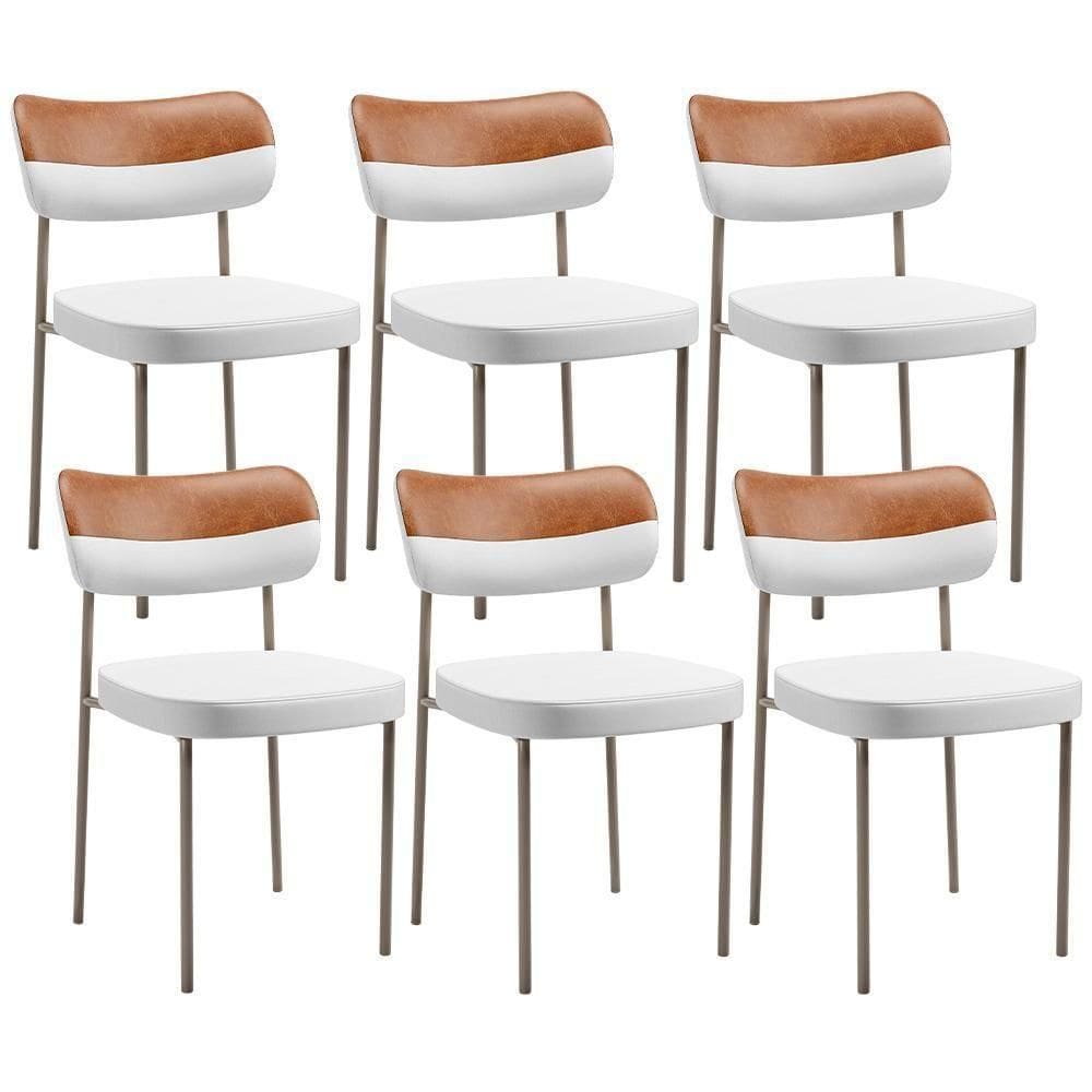 Kit 06 Cadeiras Decorativa Para Sala De Jantar Melina Base Arena L02 Faixa Couríssimo Camel Facto Branco