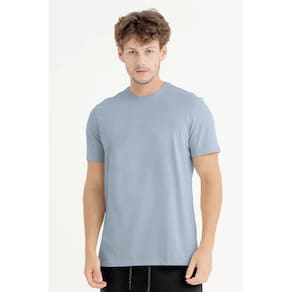 Camiseta Masculina Manga Curta Básica Premium Lisa Azul Pérola