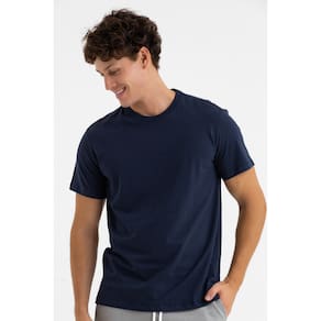 Camiseta Masculina Manga Curta Básica Premium Lisa Marinho Dark