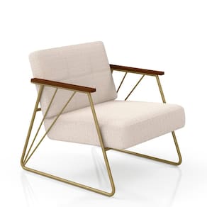 Poltrona Estofada Columbia Estilo Industrial Dourado/bouclé Off - M.a