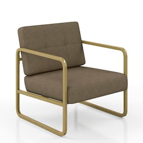 Poltrona Estofada Dinamarca Estilo Industrial Dourado/capuccino - M.a