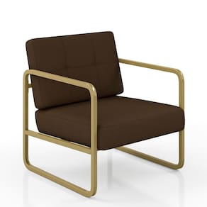 Poltrona Estofada Dinamarca Estilo Industrial Dourado/marrom - M.a