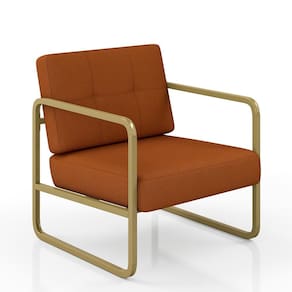Poltrona Estofada Dinamarca Estilo Industrial Dourado/terracota - M.a