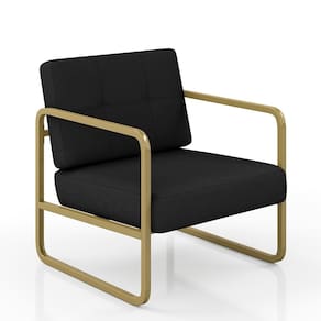 Poltrona Estofada Dinamarca Estilo Industrial Dourado/sued Preto - M.a