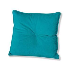 Almofada Quadrada Tina Com Botão Central Boucle - 7 Decor Azul Turquesa