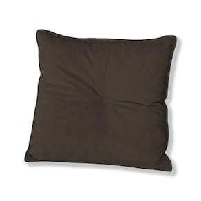 Almofada Quadrada Tina Com Botão Central Boucle - 7 Decor Marrom