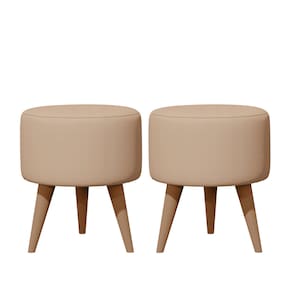 Kit 02 Puff Redondo Estofado Decorativo Banqueta Para Apoio Dos Pés