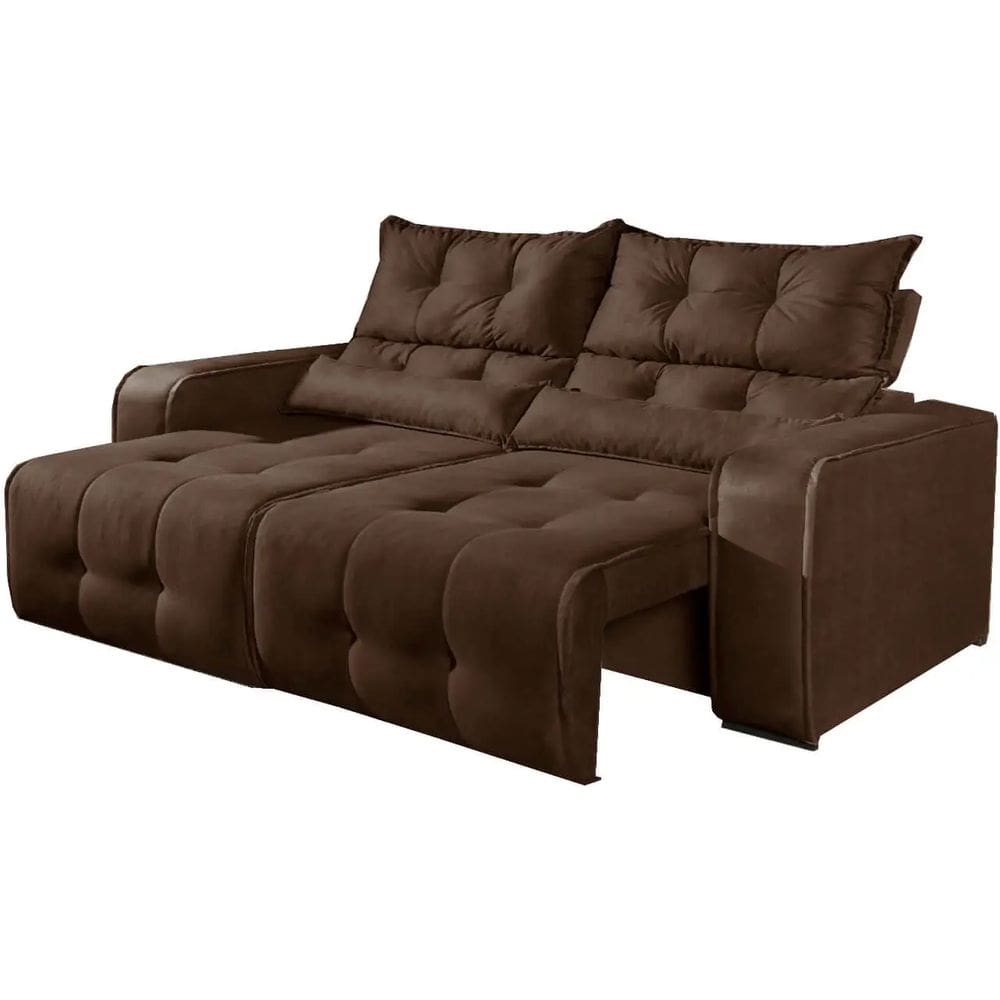 Sofá Minas 2 Lugares Retrátil e Reclinável Tecido Suede 180cm Cor Marrom