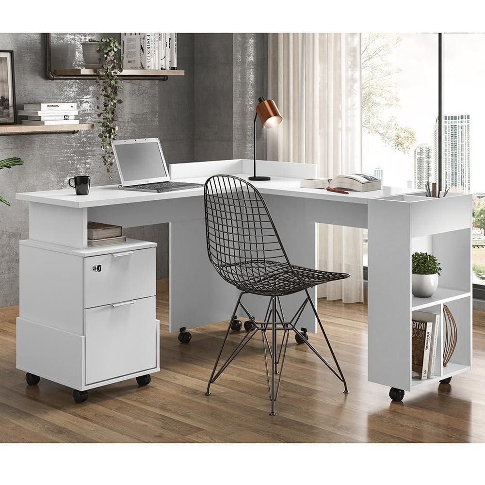 Mesa de Computador em L Alessa - Lukaliam Móveis - Tampo MDF 25mm