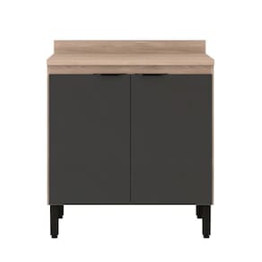 Balcão Firenze 80cm 2 Portas Com Tampo 93221 Demóbile Avena Touch E Grafito