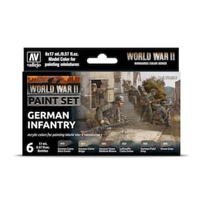 Conjunto de pintura Vallejo, modelo, cor, segunda guerra mundial, infantaria alemã, 17 ml x6