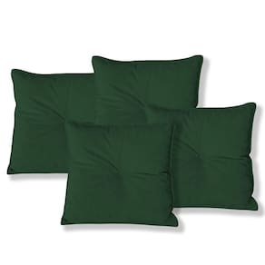Kit 4 Almofadas Quadradas Tina Com Botão Central Veludo - 7 Decor Verde Escuro