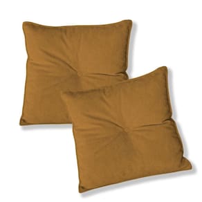Kit 2 Almofadas Quadradas Tina Com Botão Central Veludo - 7 Decor Terracota